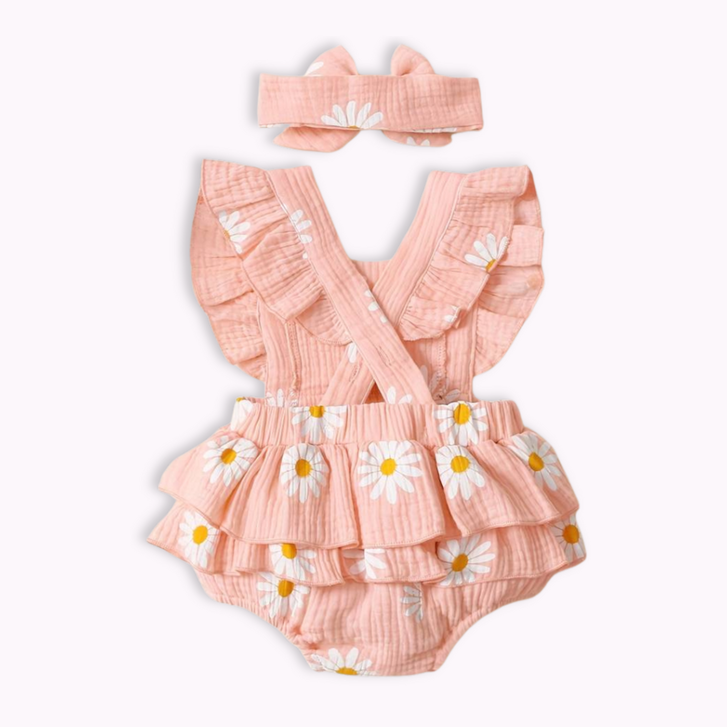 DAISY FRILL ROMPER SET . Up to 12 Months