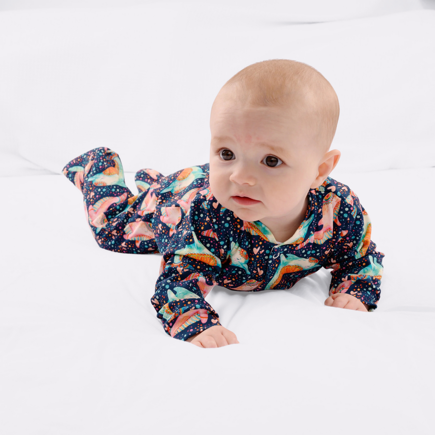 DANCING DOLPHIN SLEEPSUIT . Up to 18 Months