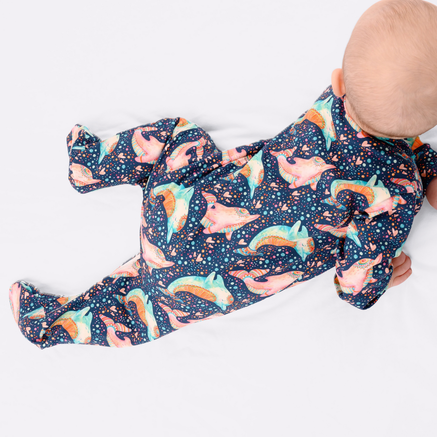 DANCING DOLPHIN SLEEPSUIT . Up to 18 Months