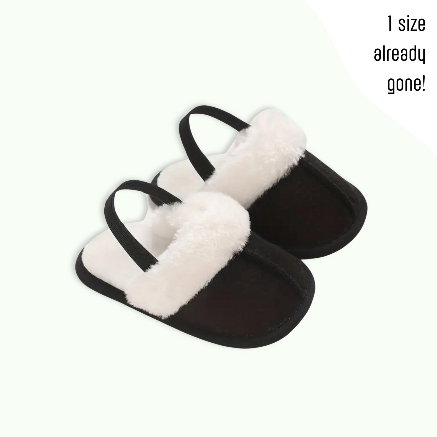 BLACK FLEECE SLIPPERS . Up to 18 Months