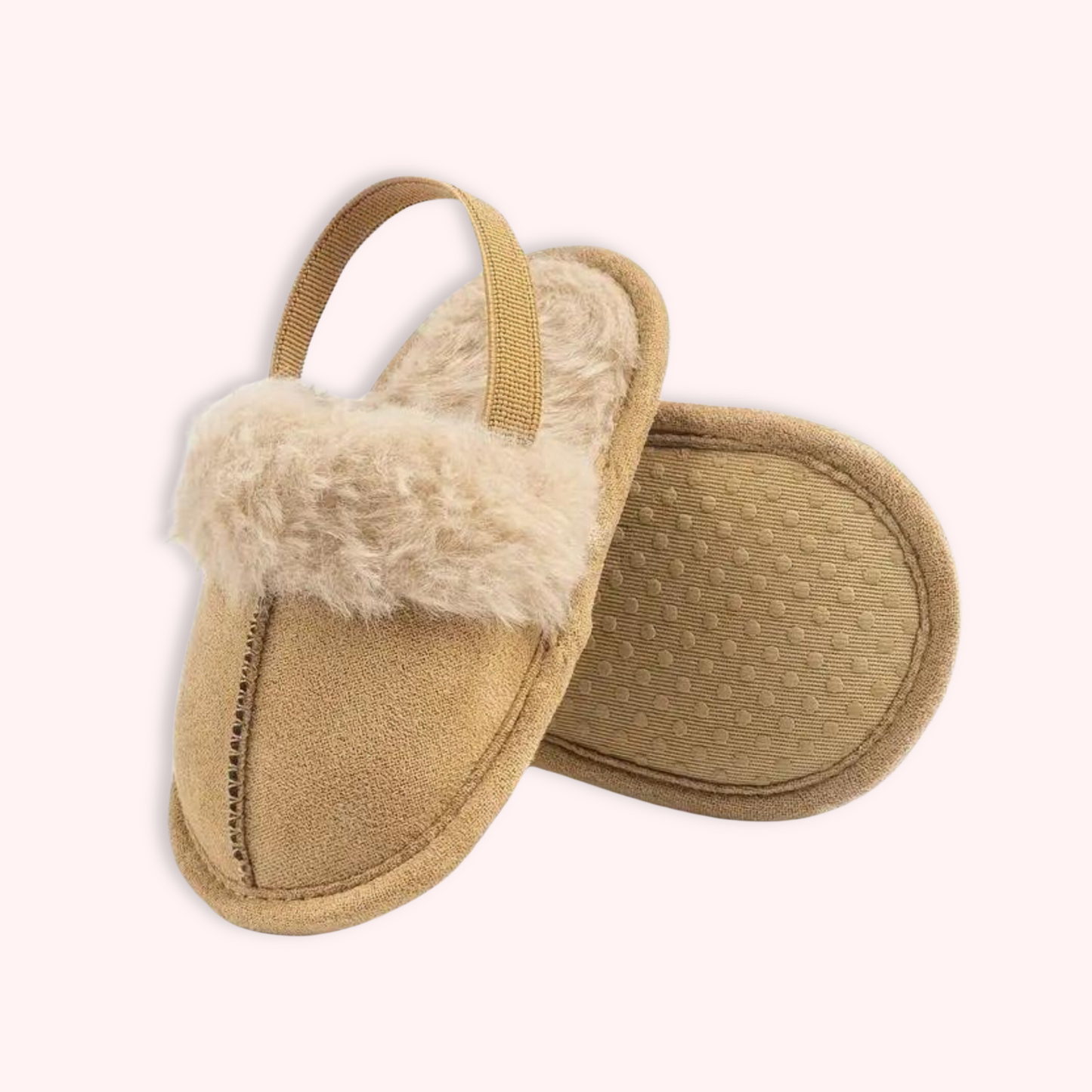 KHAKI FLEECE SLIPPERS . Up to 18 Months