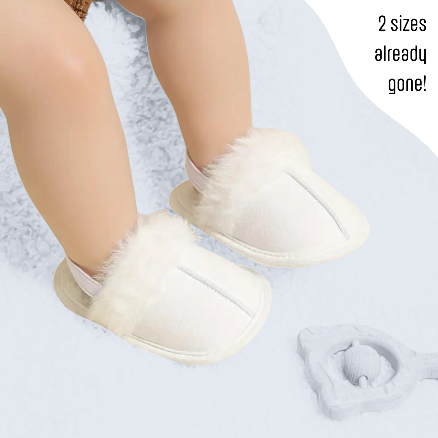 WHITE FLEECE SLIPPERS . Up to 18 Months