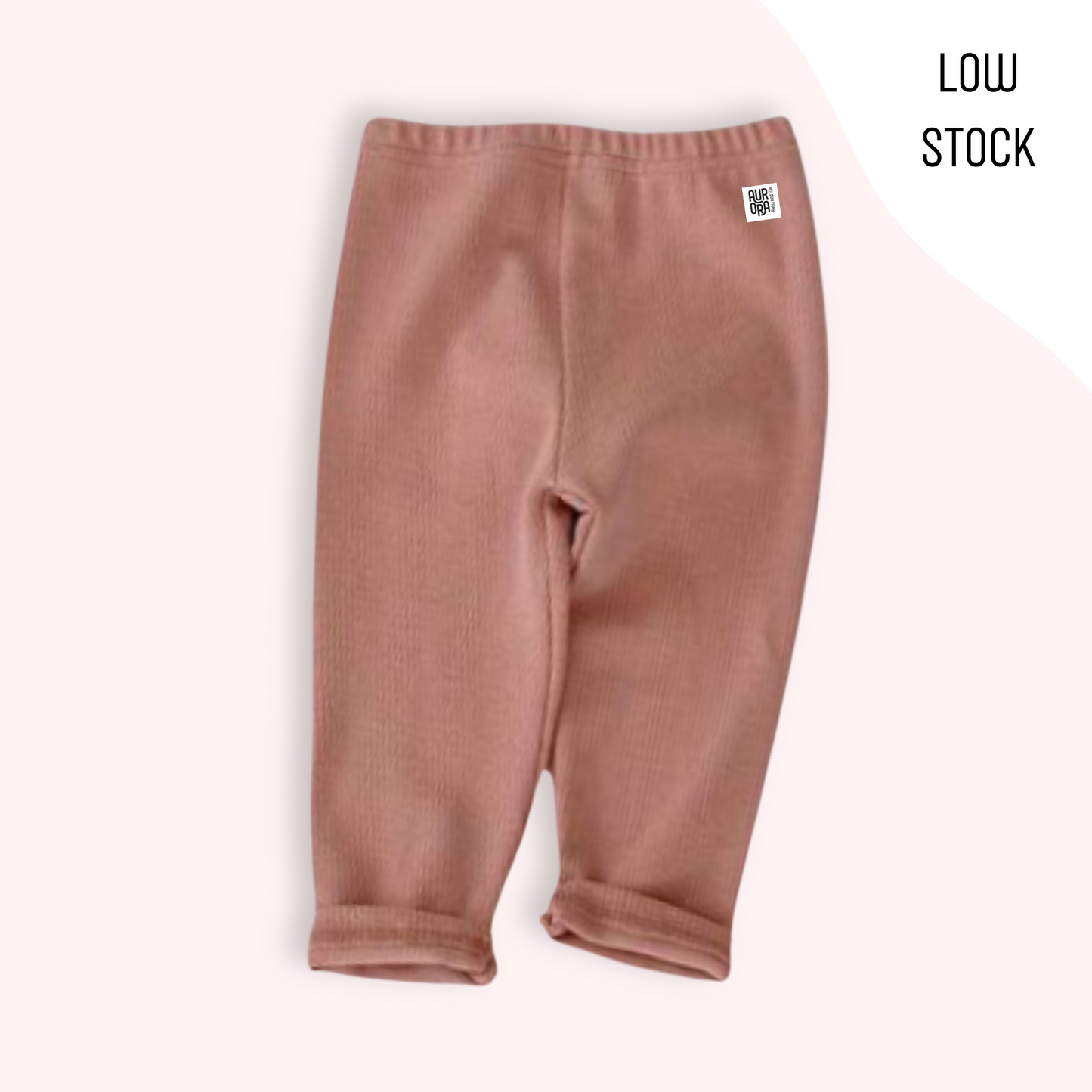 BLUSH RIBBED LEGGINGS . Up to 12 Months