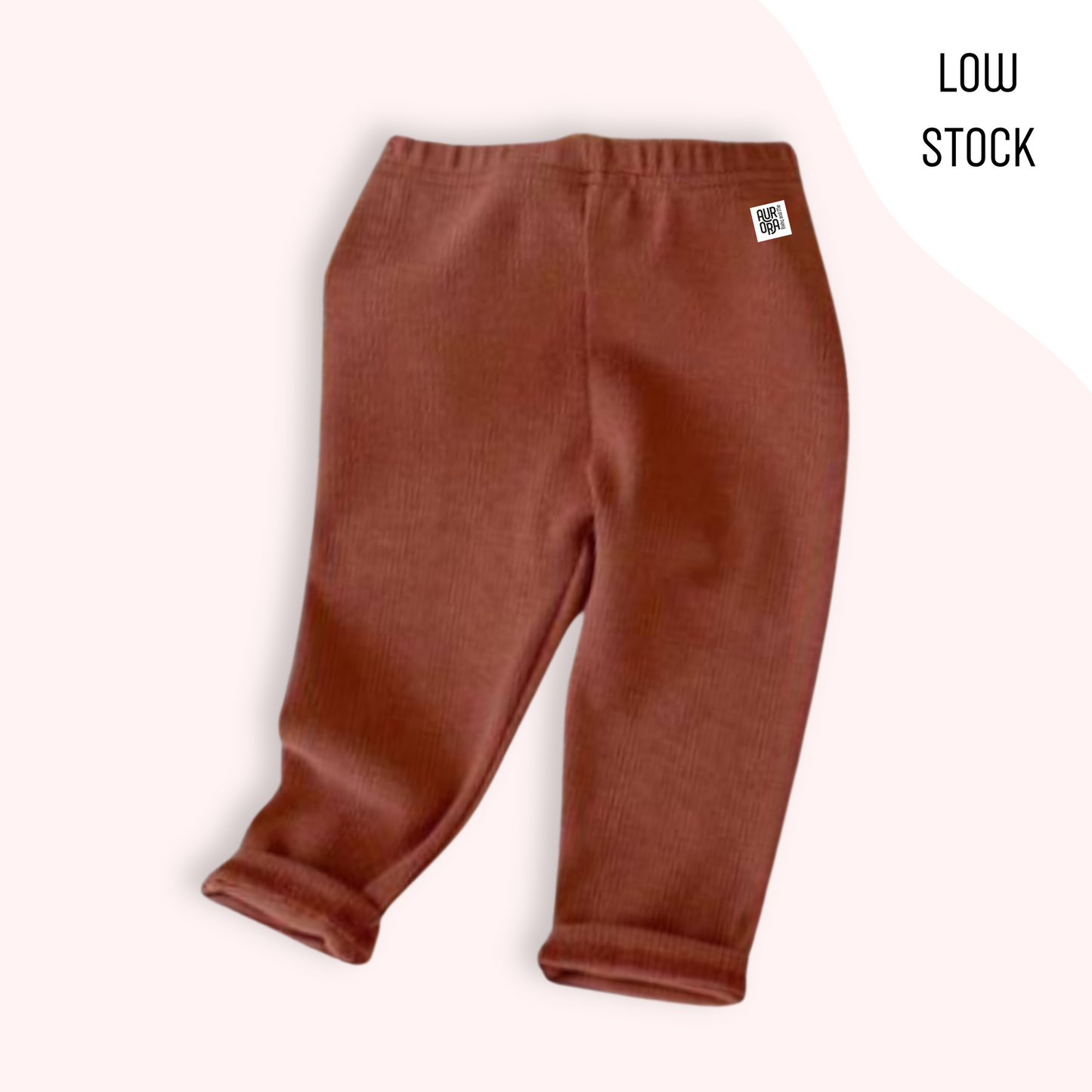 CHOCOLATE RIBBED LEGGINGS . Up to 12 Months