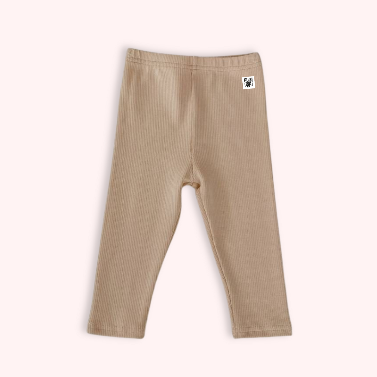 KHAKI RIBBED LEGGINGS . Up to 12 Months