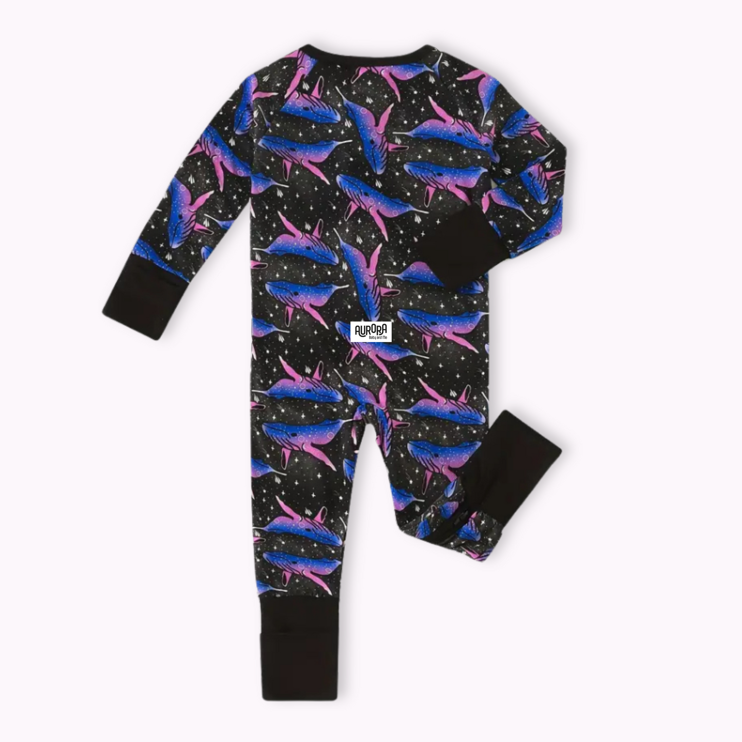 WHIRLING WHALES SLEEPSUIT . Up to 2 Years