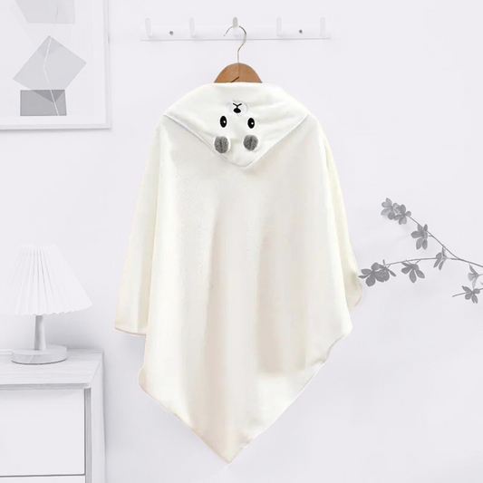 HOODED BEAR TOWEL . White