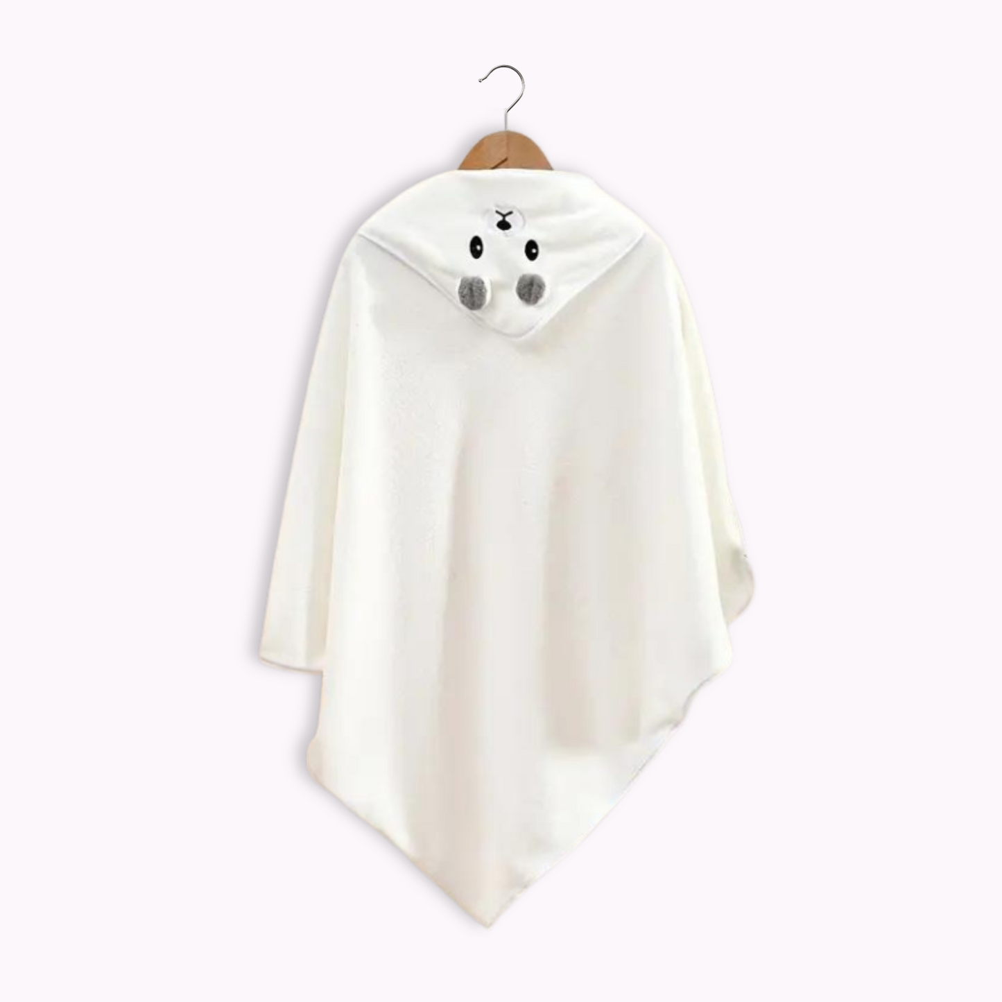 HOODED BEAR TOWEL . White