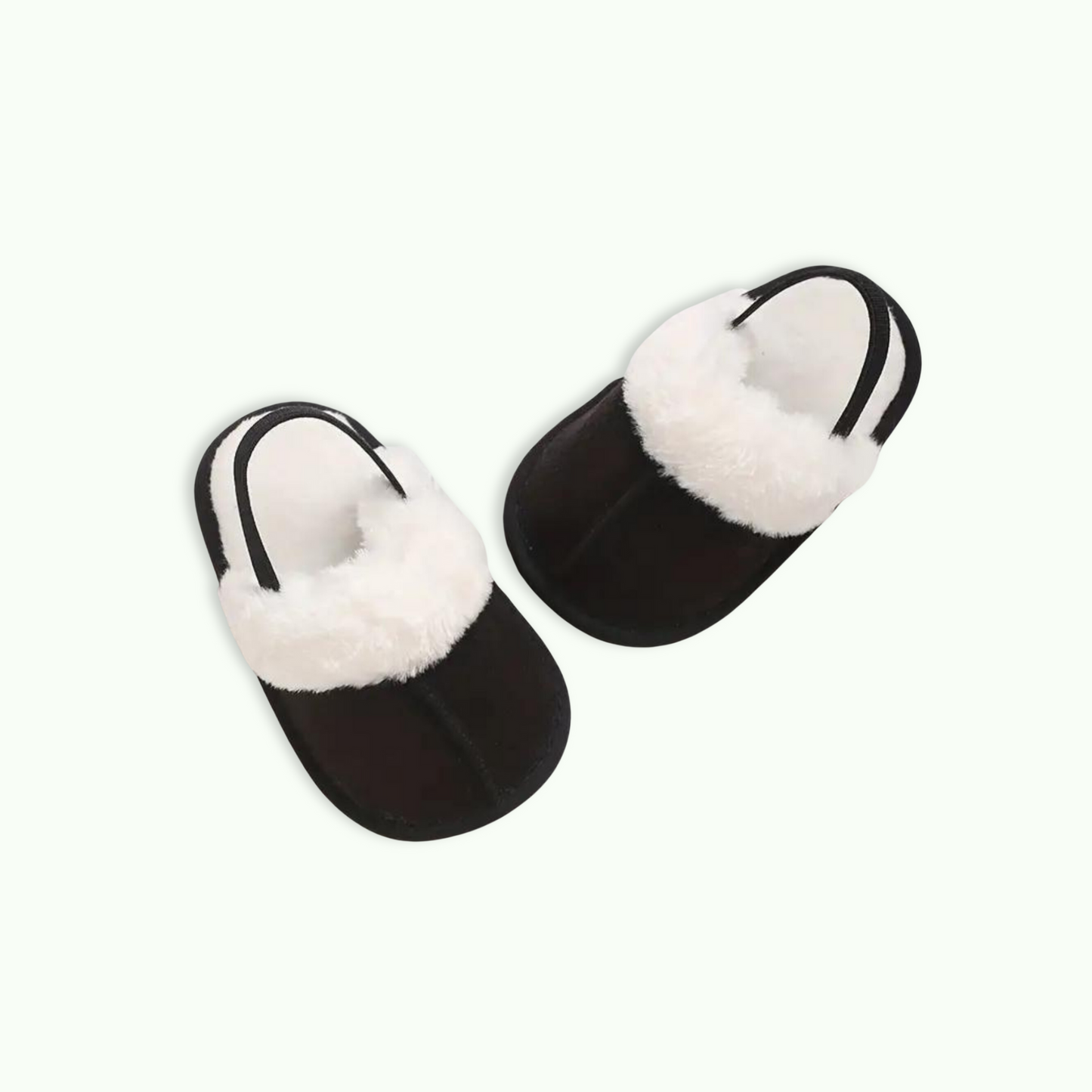 BLACK FLEECE SLIPPERS . Up to 18 Months