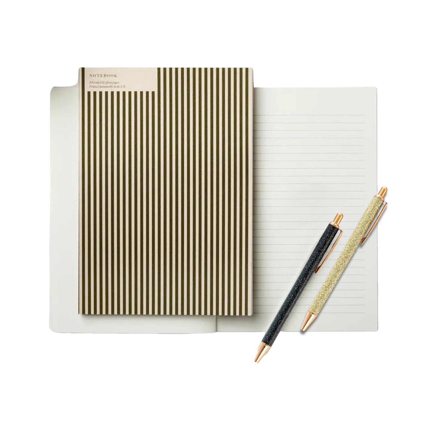 GREEN STRIPE NOTEBOOK