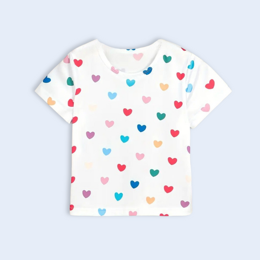 LOVE HEARTS T-SHIRT . Up to 8 Years