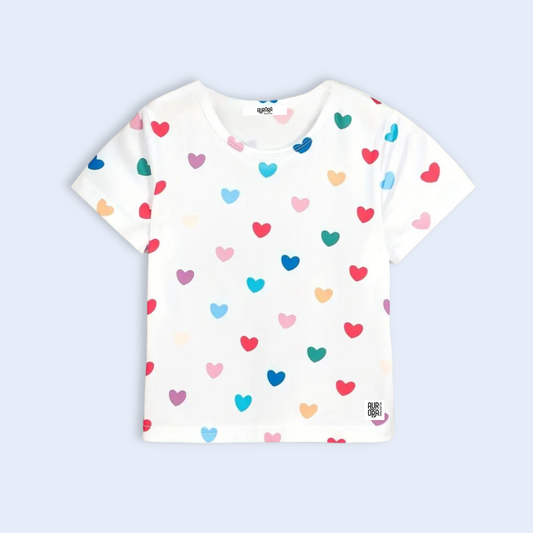 LOVE HEARTS T-SHIRT . Up to 8 Years