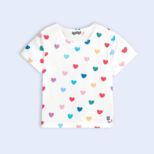 LOVE HEARTS T-SHIRT . Up to 8 Years