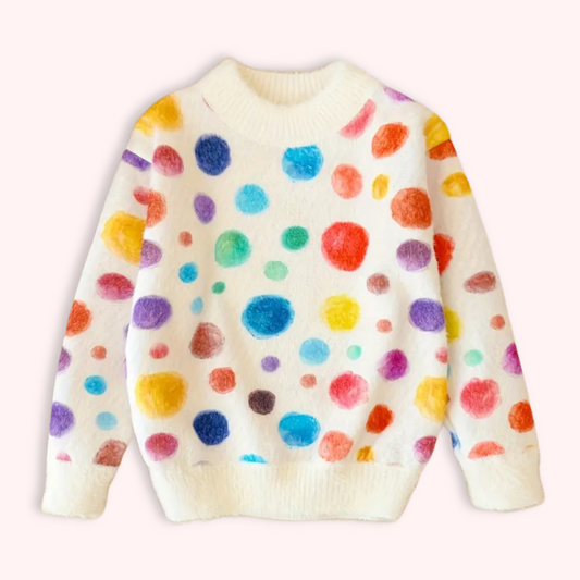 POLKER DOT FLEECE JUMPER . Up to 8 Years