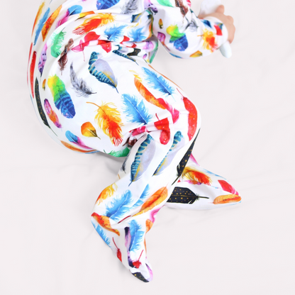 RAINBOW FEATHER SLEEPSUIT . Up to 18 Months