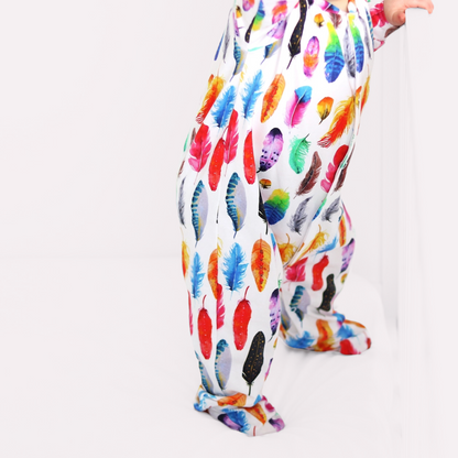 RAINBOW FEATHER SLEEPSUIT . Up to 18 Months