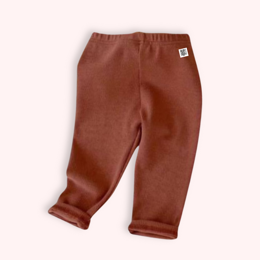 CHOCOLATE RIBBED LEGGINGS . Up to 12 Months