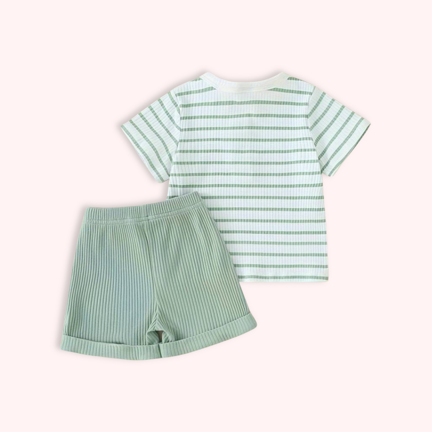 MINT STRIPE T-SHIRT SET . Up to 12 Months