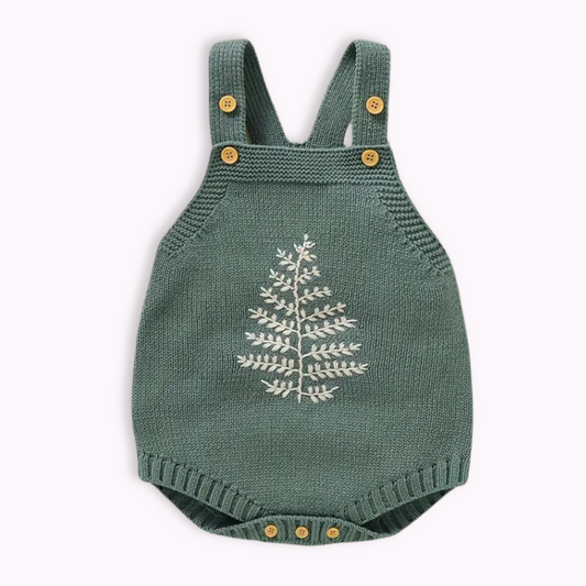 SAGE EMBROIDERED ROMPER . Up to 12 Months