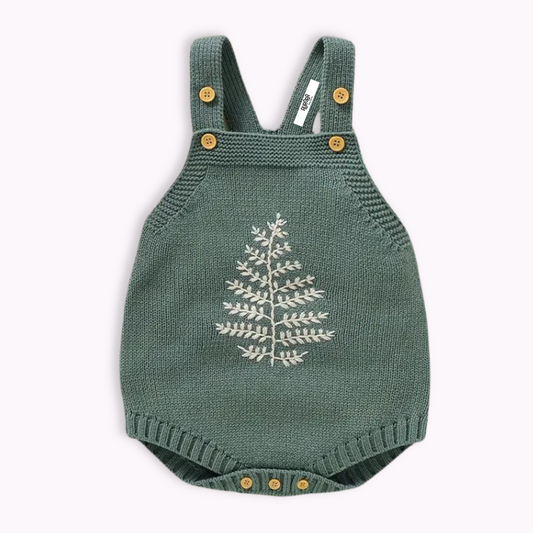 SAGE EMBROIDERED ROMPER . Up to 12 Months