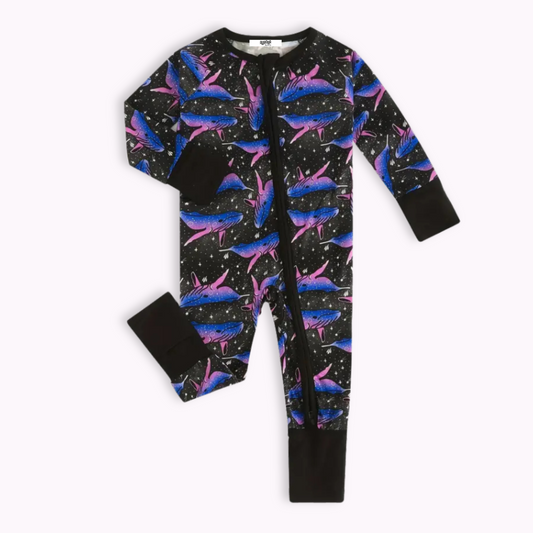 WHIRLING WHALES SLEEPSUIT . Up to 2 Years