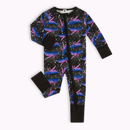 WHIRLING WHALES SLEEPSUIT . Up to 2 Years
